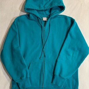 Aritzia Tna Teal Zip-Up Hoodie S